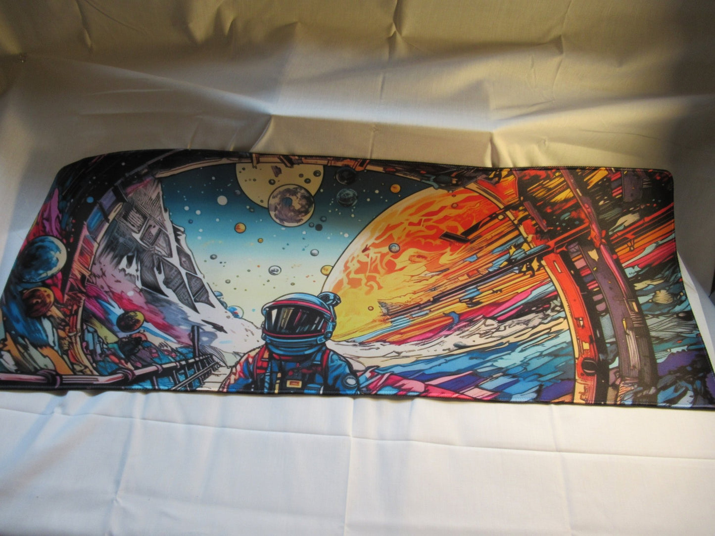 Colorful Astronaut on Alien Planet Large Desk/Mouse pad - GrifTronics