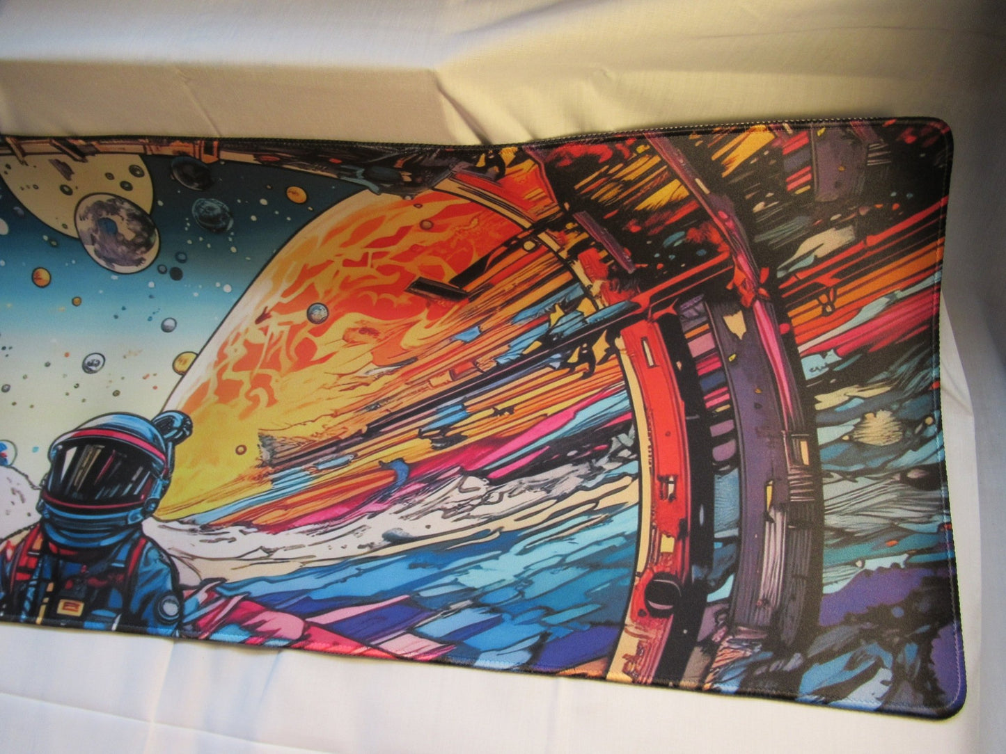 Colorful Astronaut on Alien Planet Large Desk/Mouse pad - GrifTronics