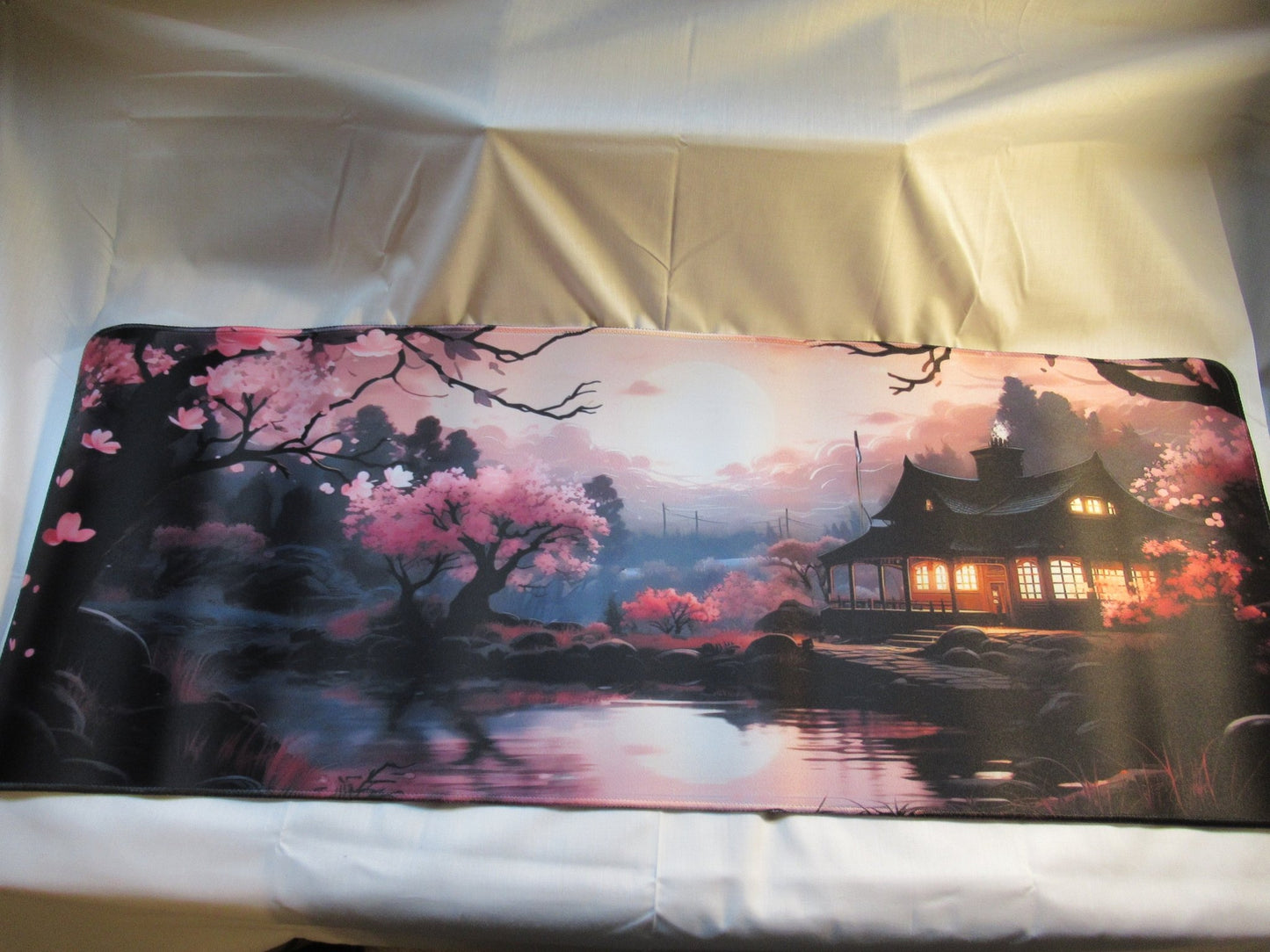 Colorful Japanese Cherry Blossom Landscape Large Desk/Mouse pad - GrifTronics