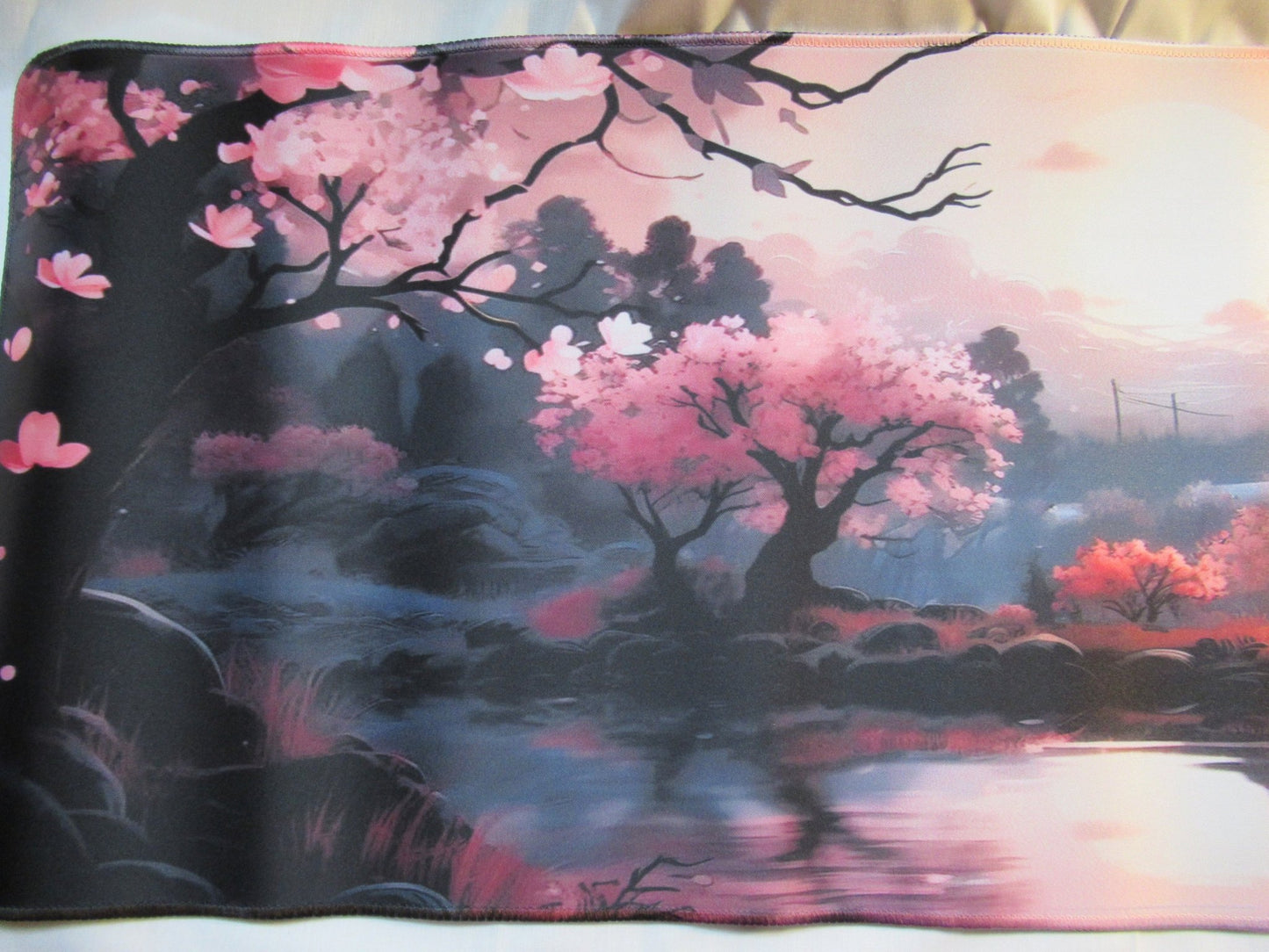 Colorful Japanese Cherry Blossom Landscape Large Desk/Mouse pad - GrifTronics