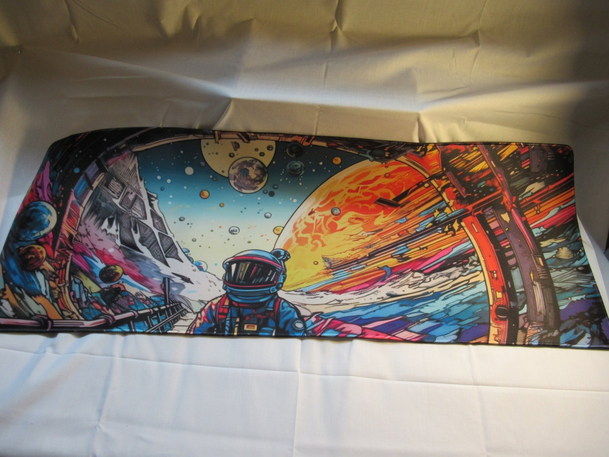 Colorful Astronaut on Alien Planet Large Desk/Mouse pad - GrifTronics